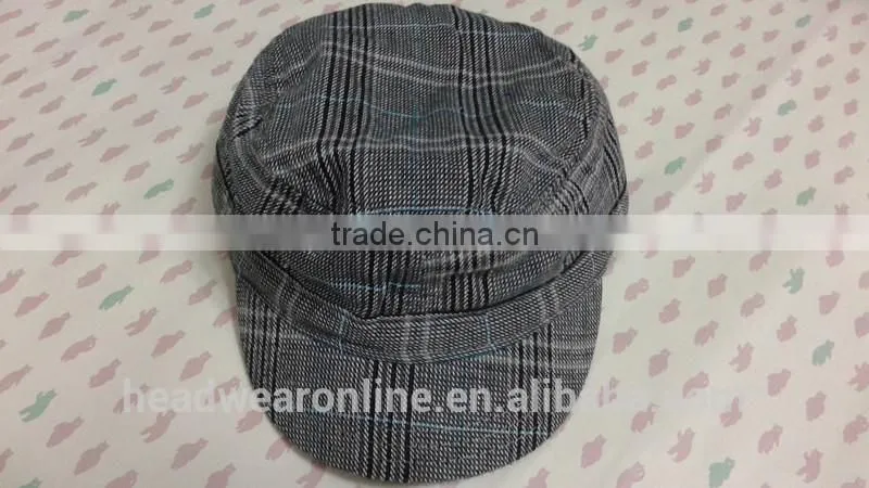 Custom Kid's plaid Military Caps of 100%Cotton Dongguan Factory