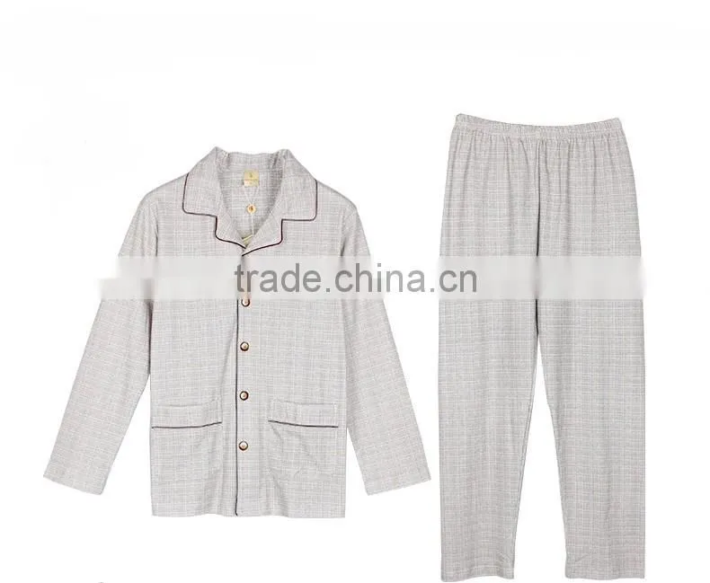 100% cotton kintted fabric men sleepwear sets man nightclothes homewear pajama sleepwear
