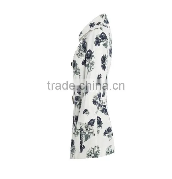 2015 new style fashion flora printed stand collar long sleeve formal mature ladies office wear dresses dress