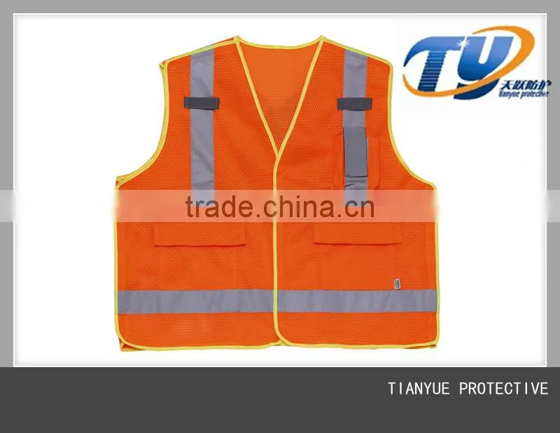 201506061012 Reflective safety vest fluorescent orange security vest