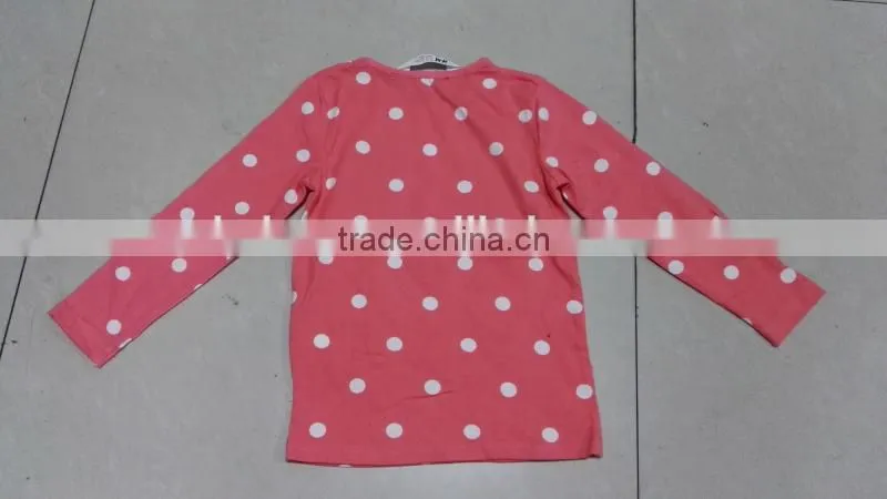 Yiwu stocks lots girl's most popular long sleeve pink t-shirt