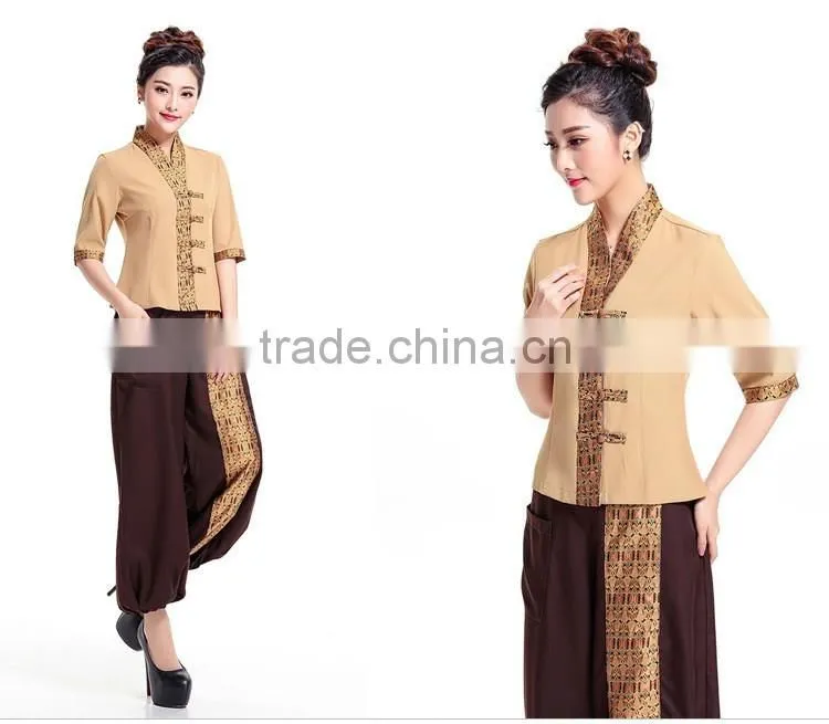 Fashion uniform design working uniform wholesale custom thai spa uniform