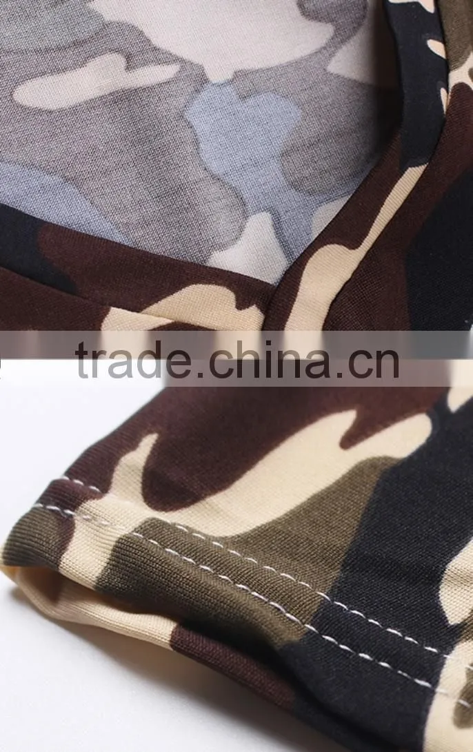 Wholesale Green Black Printing Short Sleeve Army Camo Tee Shirt