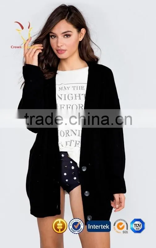 Women Long Classic Cardigan Sweaters Women Merino Wool Knitwear