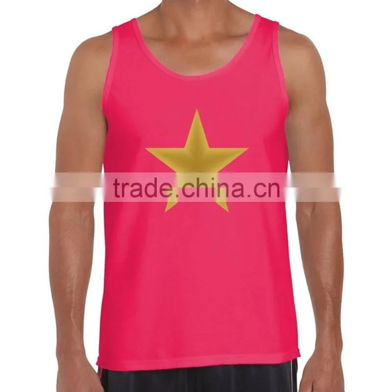 Custom printing cotton spandex sleeveless sports A-shirt