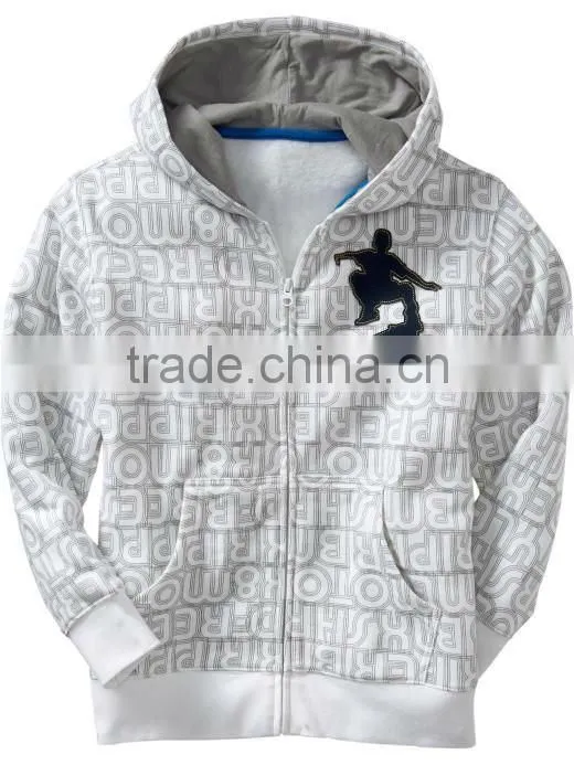 CHILDREN PRINTED ZIP UP HOODY WITH CONTRAST INNER LINING