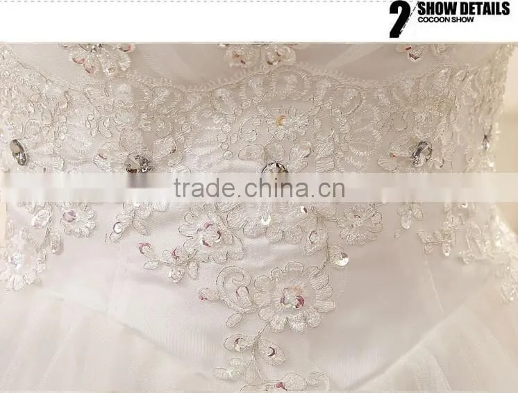 High quality strapless pleats muslim wedding dress