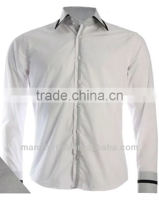 Custom Slim Fit pattern Collar office contrast color long sleeve Shirt