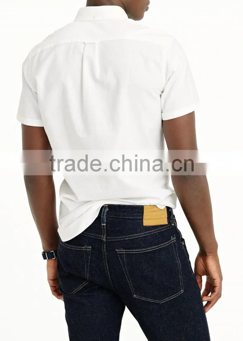 2015 SHORT-SLEEVE VINTAGE OXFORD SHIRT WITH TIPPED POCKET slim fit button down summer men shirts