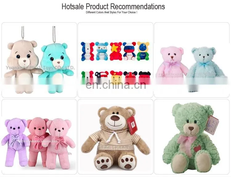 Lovely soft care teddy bear plush keychain with round face