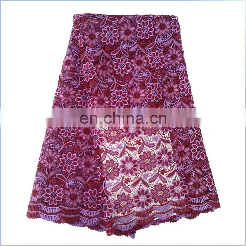 high quality 100% Cotton embroidered african guipure lace fabric for wedding dress LS15073137 LS15073138