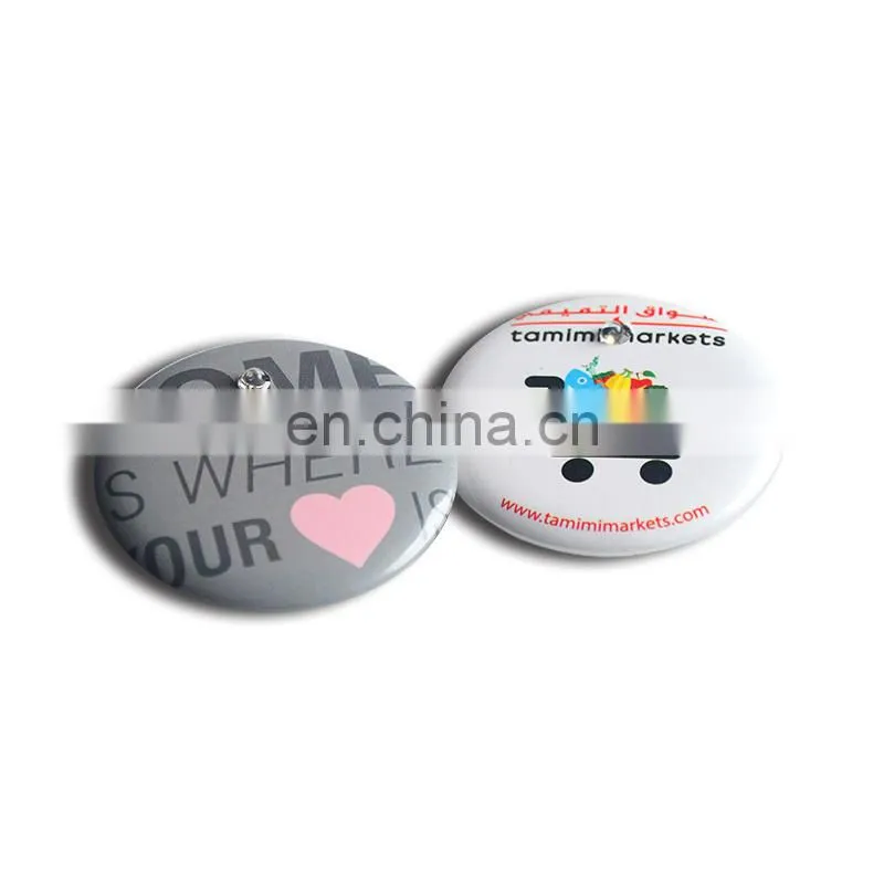 Plastic Safety pin led light badge clips 38mm custom logo Tin Button Badges from China - High Quality
