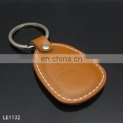 Custom embossed car logo leather key holder metal laser engraving keychain