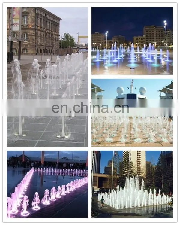 Outdoor kid playing colorful music dancing floor fountain