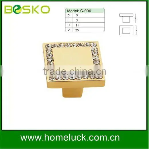 crystal square knob diamond pull knob,gold knob