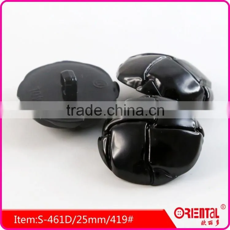 hign quality shiny black plastic coat button with shank