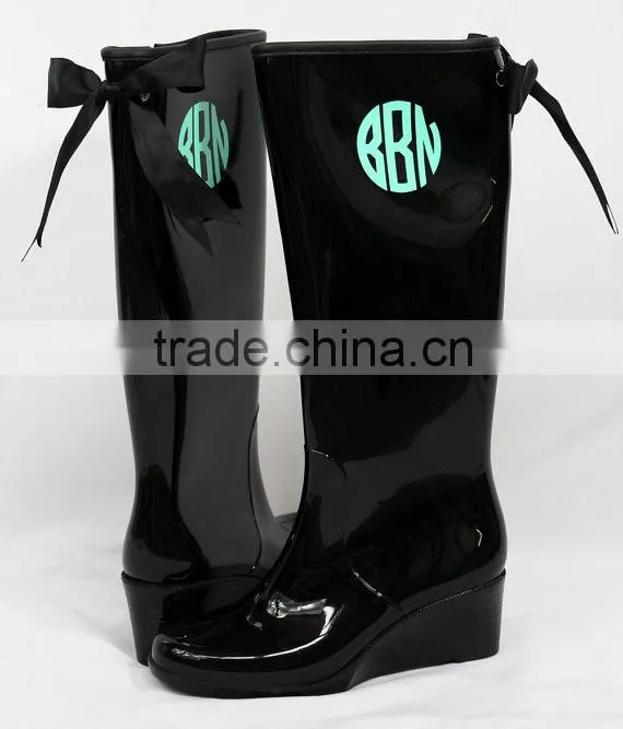Monogrammed Rain Boots with Preppy Bows