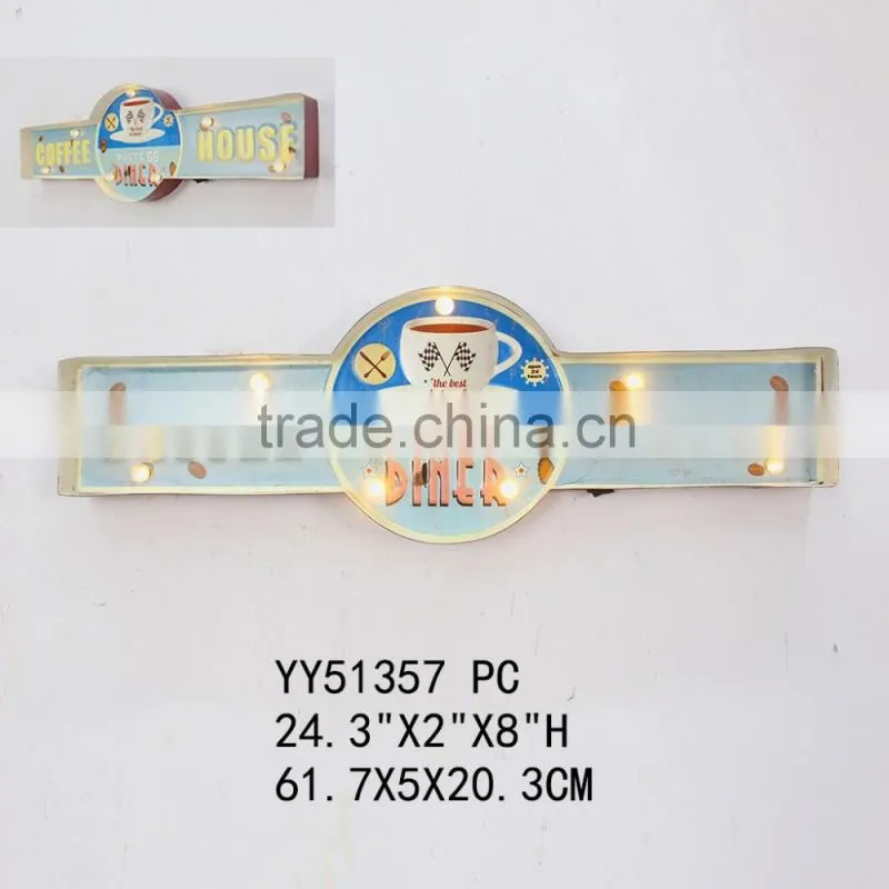2015 new gas vintage embossed LED tin sign for wall decor, factory metal wall plaque