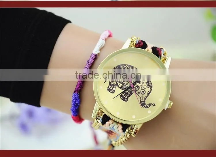 Handmade Braided Friendship Bracelet Watch New Arrival Geneva Hand-Woven Wristwatch Ladies Quartz Gold Women Dress Watches