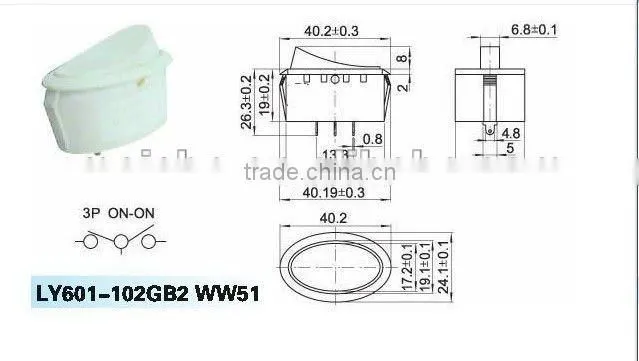 ON-OFF mini lighted rocker switch with two pins