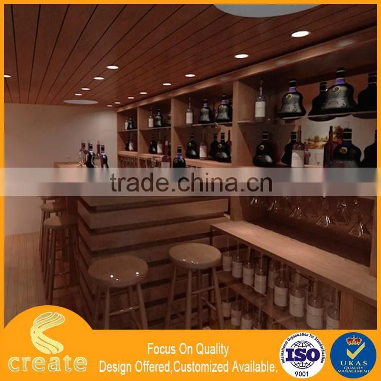 Modern Red wooden design displaying wall showcase for wine stand for home & bar