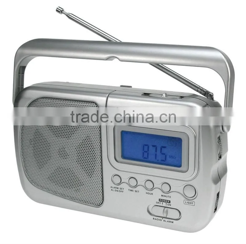 Easy carrying radio with big LCD clock