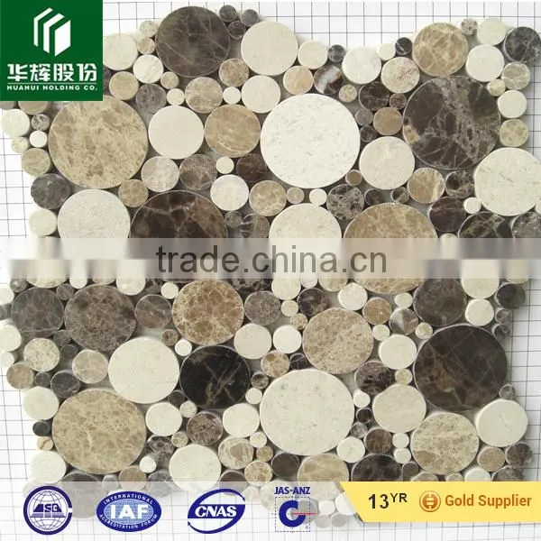 Dark emperador, crema marfil marble water jet medallion