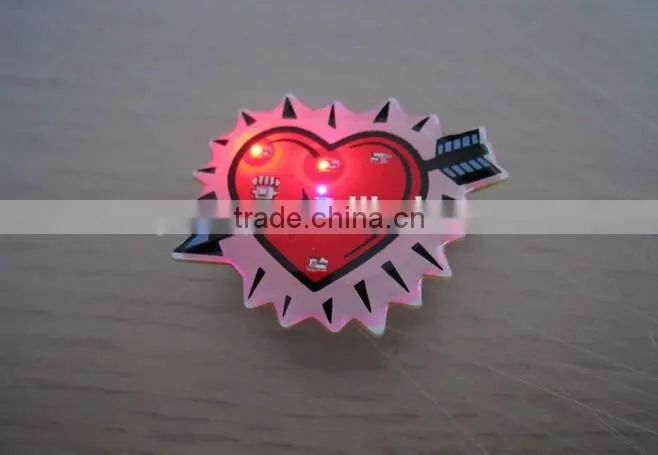 2016 Music sound badge led lapel pin led flashing light pin