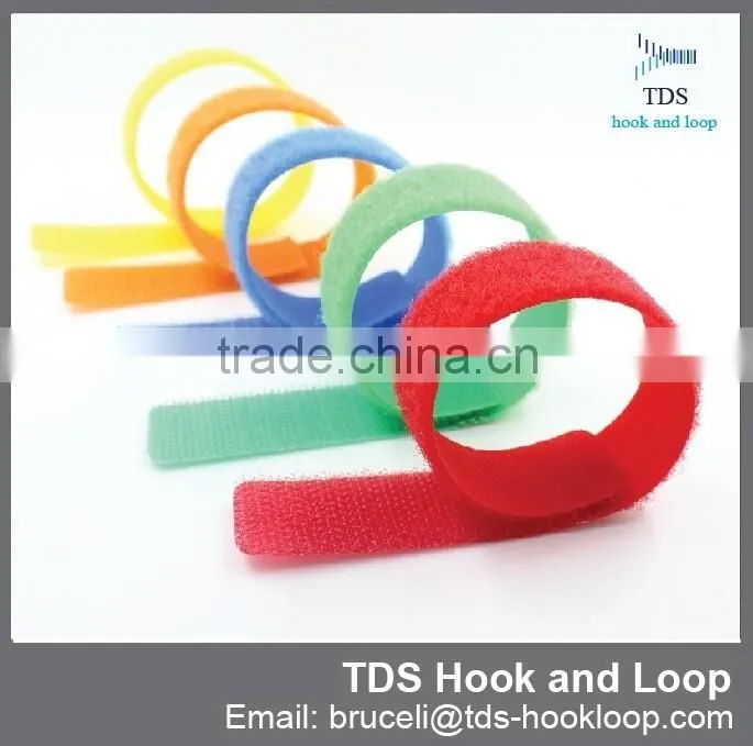 custom logo colorful hook and loop cable tie