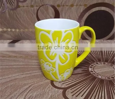 Fancy red flower glazed ceramic microwavable cups and mugs