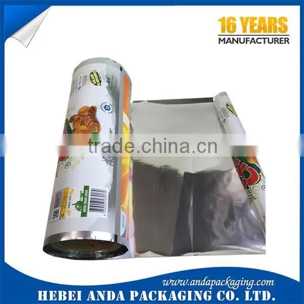 Custom printed potato chip bags /nitrogen filling snack food bags/plastic chips packing film roll sachet