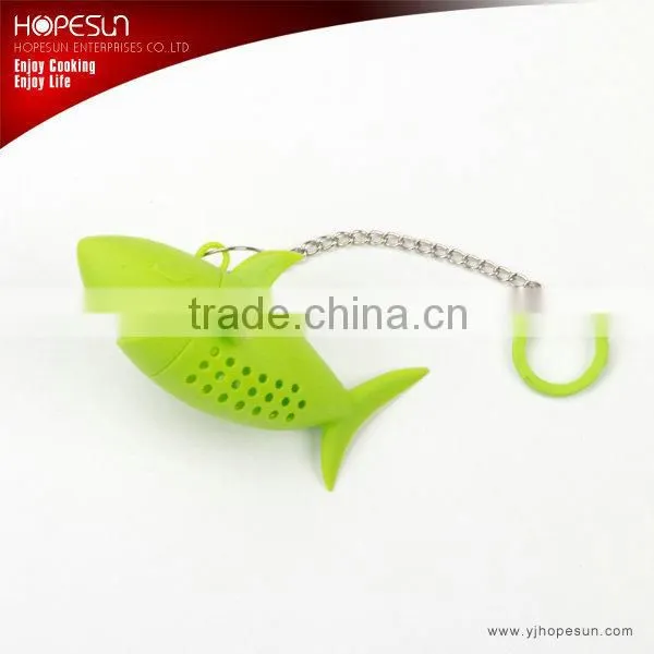 Shark shape silicone tea infuser with chain