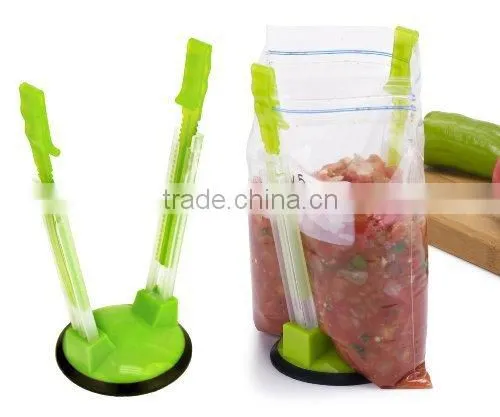 hand free bag opener plastic baggy pack