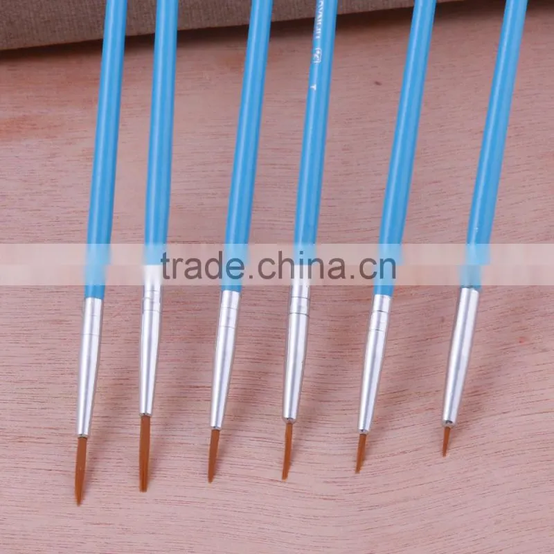 Wholesale 6 Pcs 2015 New Professional Nylon Hair Wood Handle Artist Paint Brush Set