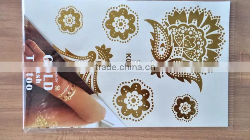 K Flash Tattoos Newest Temporary gold silver tattoos 12 designs 9*15 CM
