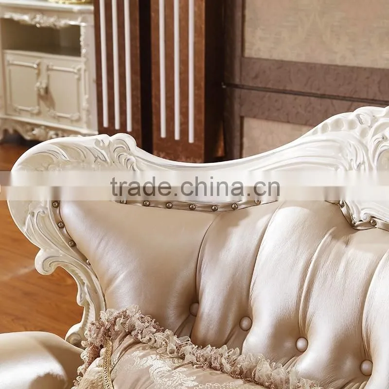 Luxury Classical French Italian European Antique Style Carved Rubber Solid Wood Frame Artistic Red Brown Leather Sofa Set