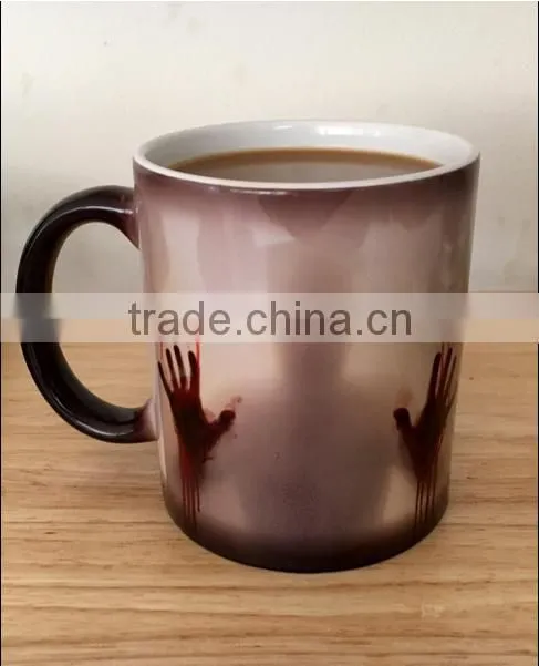 custom morphing mugs the walking dead Coffee Tea Milk Hot Cold Heat Sensitive Color changing Black and White 11 Oz Ceramic Mug