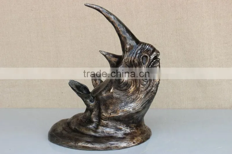 resin rhinoceros head statue