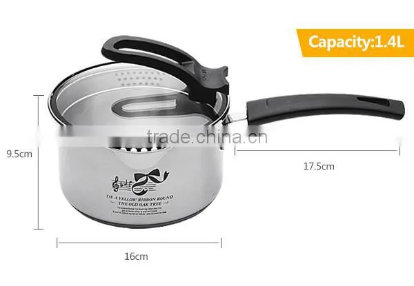 Classic Multi Nonstick Milk Pot Cookware, Hot Sale Clear Glass Stainless Steel Sauce Pan