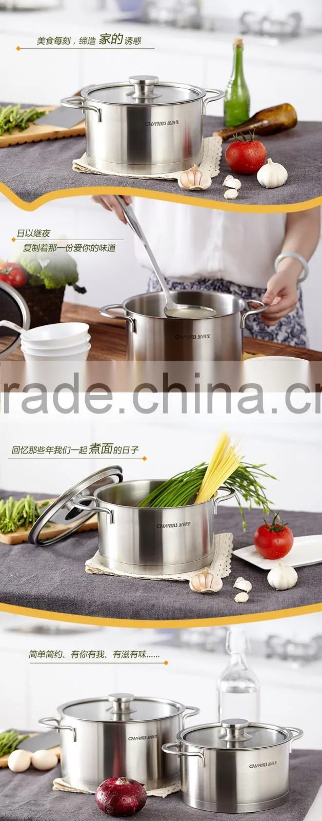 Elegant sandwich induction cookware