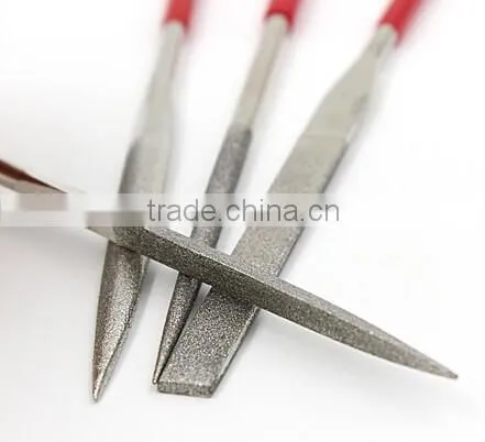 electroplated diamond needle files set three square file