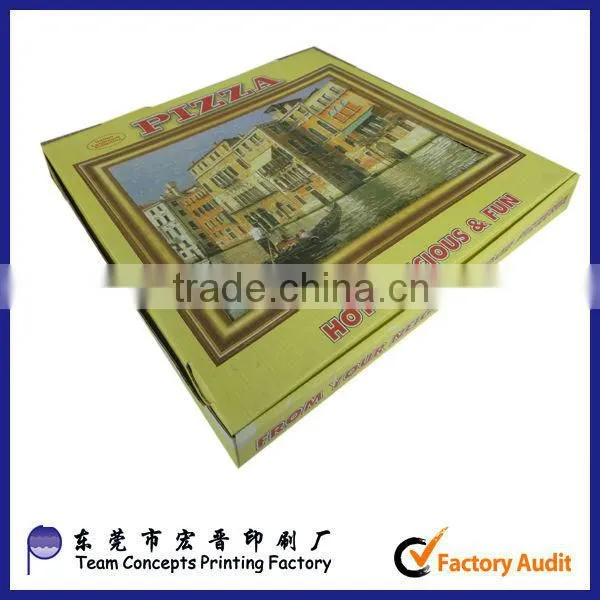 2014 new design corrugated paper pizza box with holes