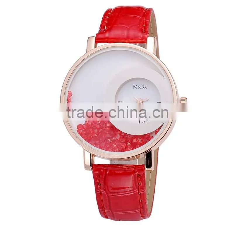 Brown Glass Lady Big Numbers Fashion Design Wrist Watch Women