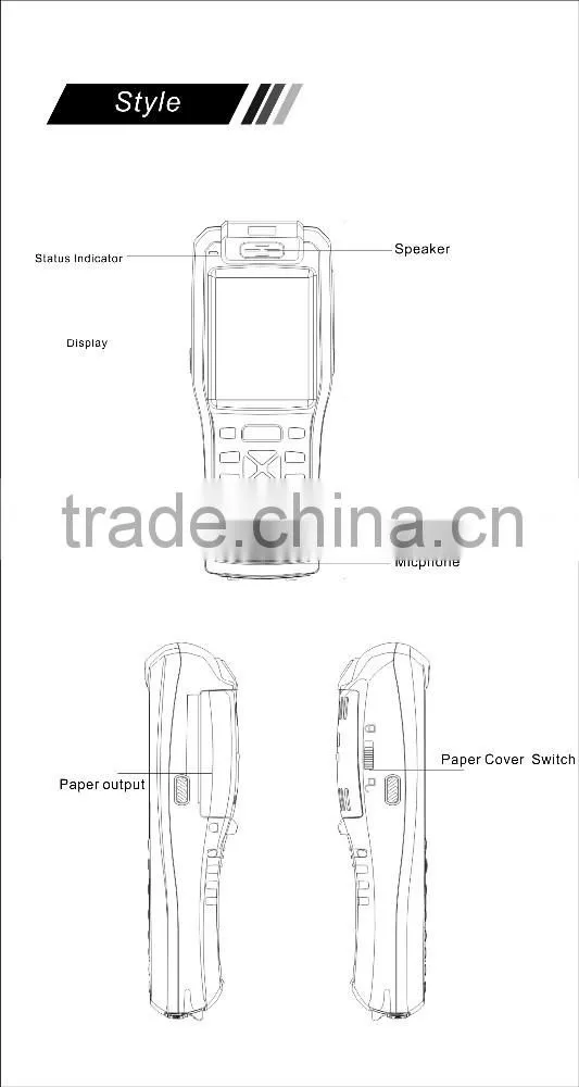 Rugged industrial handheld android PDA wireless with thermal printer and barcode scanner support secondard developing
