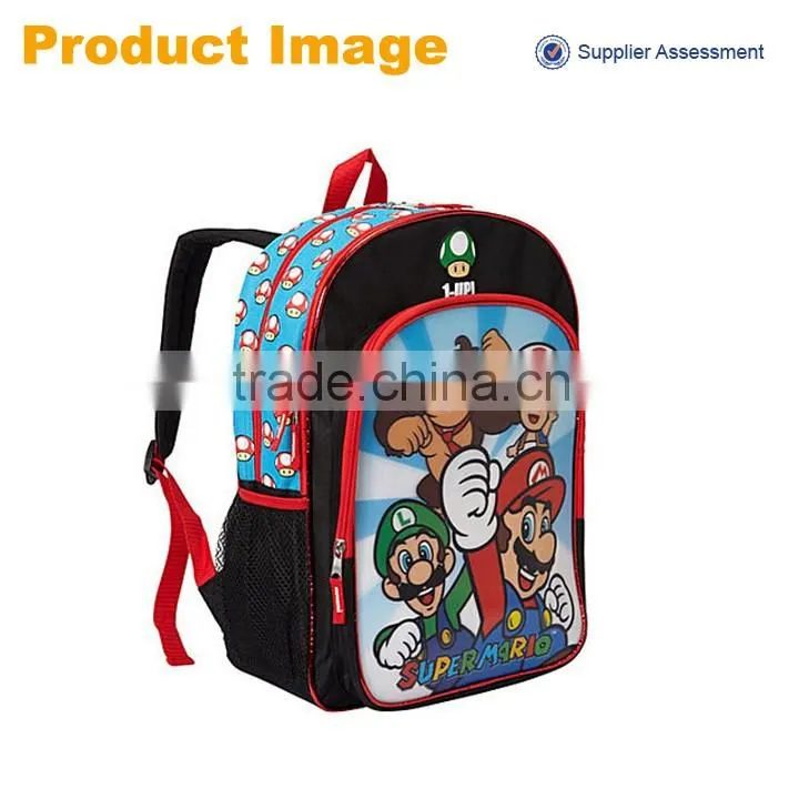 2016 China wholesale cartoon Super mario 16 inch school bags kids