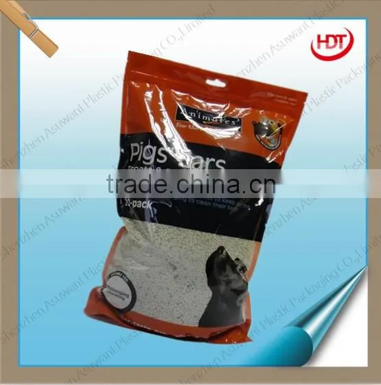 printed zipper dog food bag pouch with tear notch&clear window
