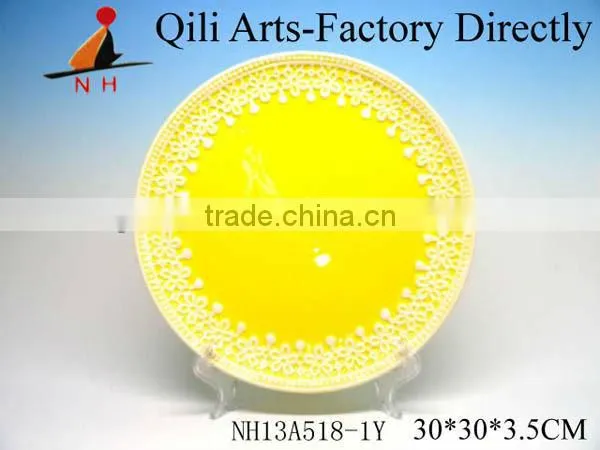 11.8" ceramic round platter for decoration