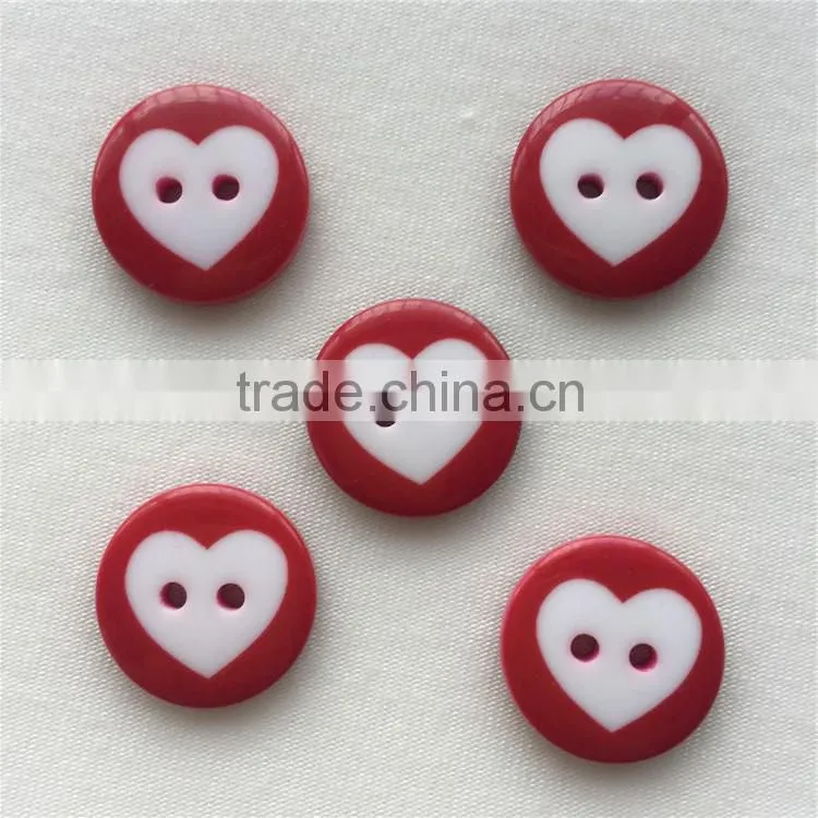 lovely heart resin button for children's toys and stationerys
