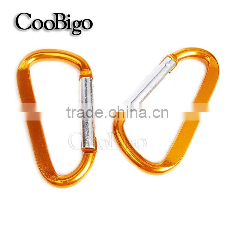 Multi-Color Aluminum Spring Flat Carabiner Snap Hook Hanger Keychain Hiking Camping #FLQ189-8C(Mix-s)