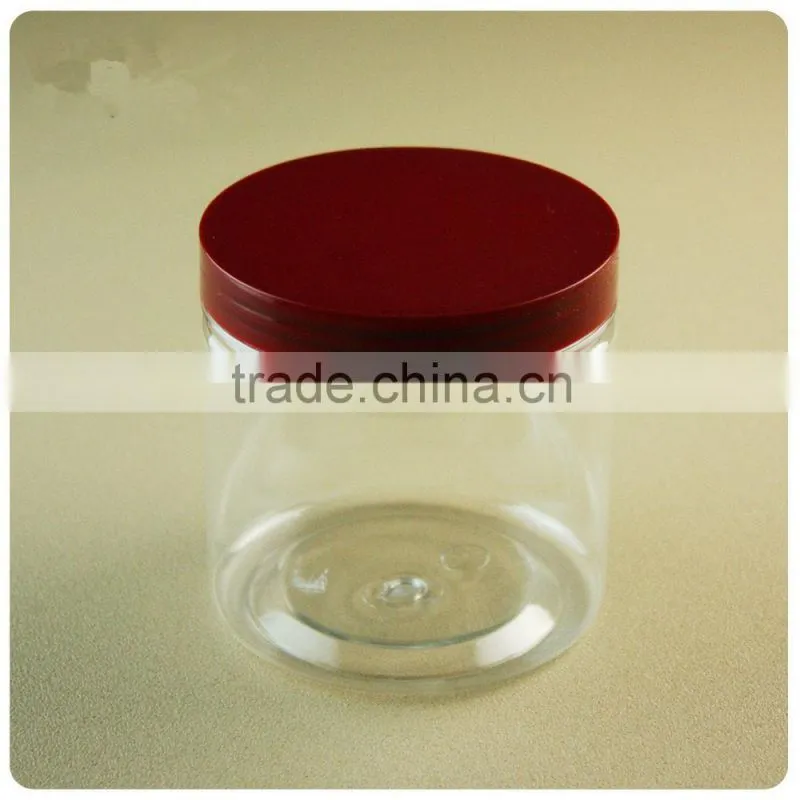 300ml large PET plastic cosmetic jar with plastic cap 68mm